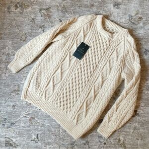 Men's Cream Cable Knit Crewneck Sweater